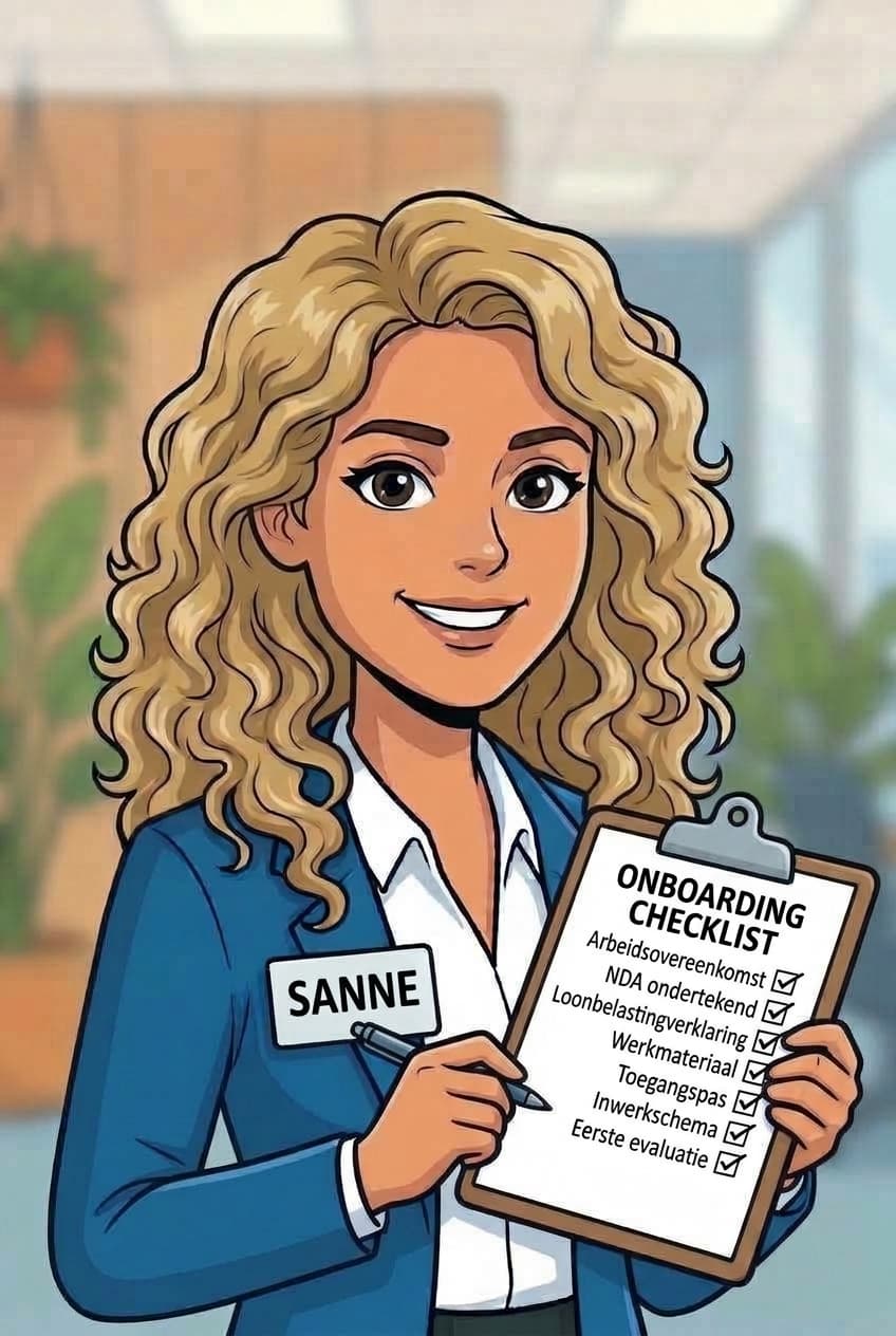 Sanne, Onboarding Agent, met een onboarding-checklist